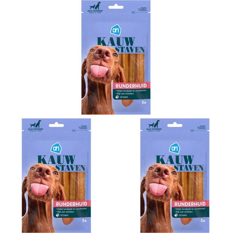 AH Kauwstaven middel tot grote hond 3-pack
