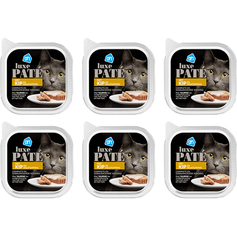 AH Luxe pate met kip en melktopping 6-pack