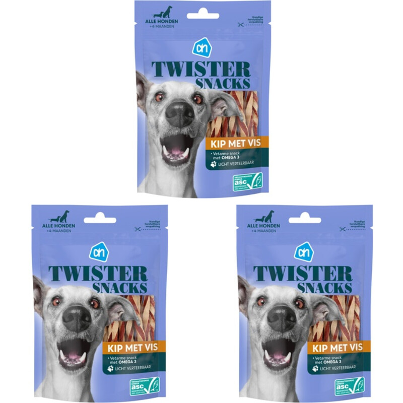 AH Twister snacks kip met vis 3-pack