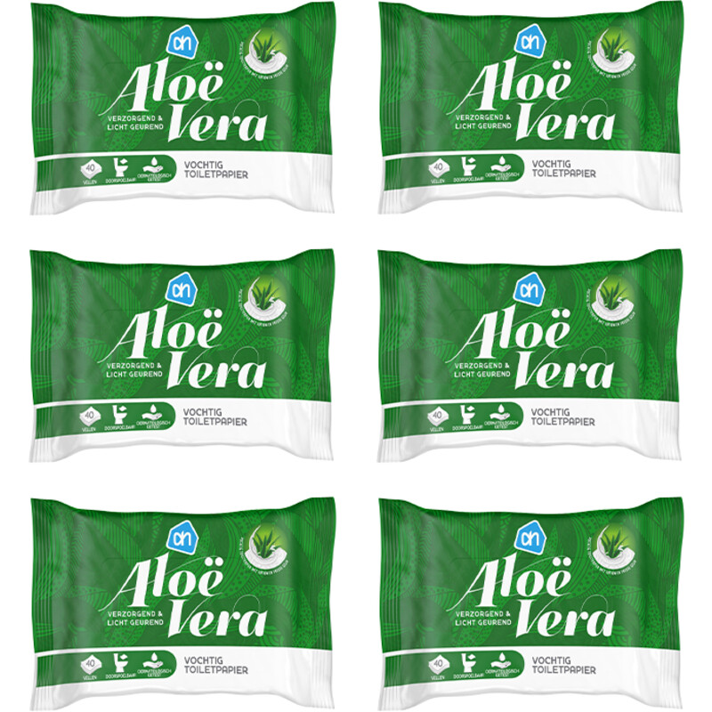 AH Vochtig toiletpapier aloe vera 6-pack