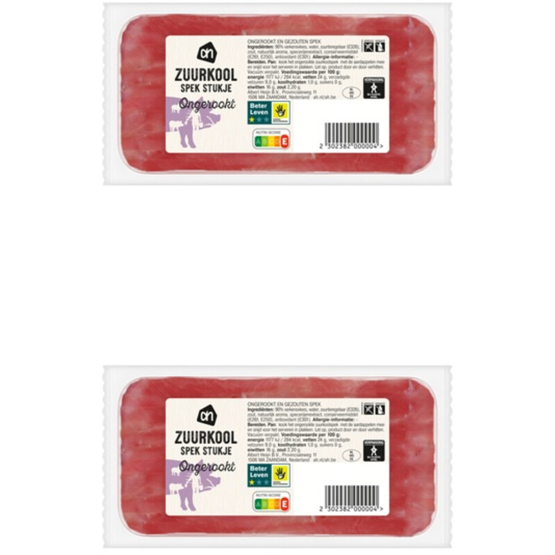 AH Ongekookt zuurkool spek stukje 2-pack