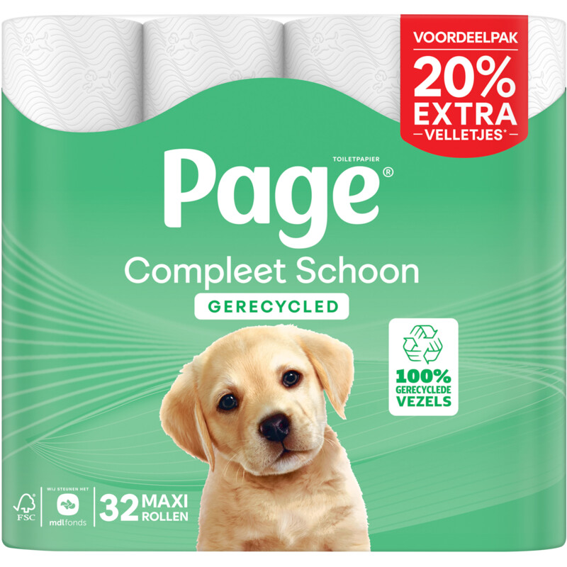 Page Compleet schoon gerecycled toiletpapier