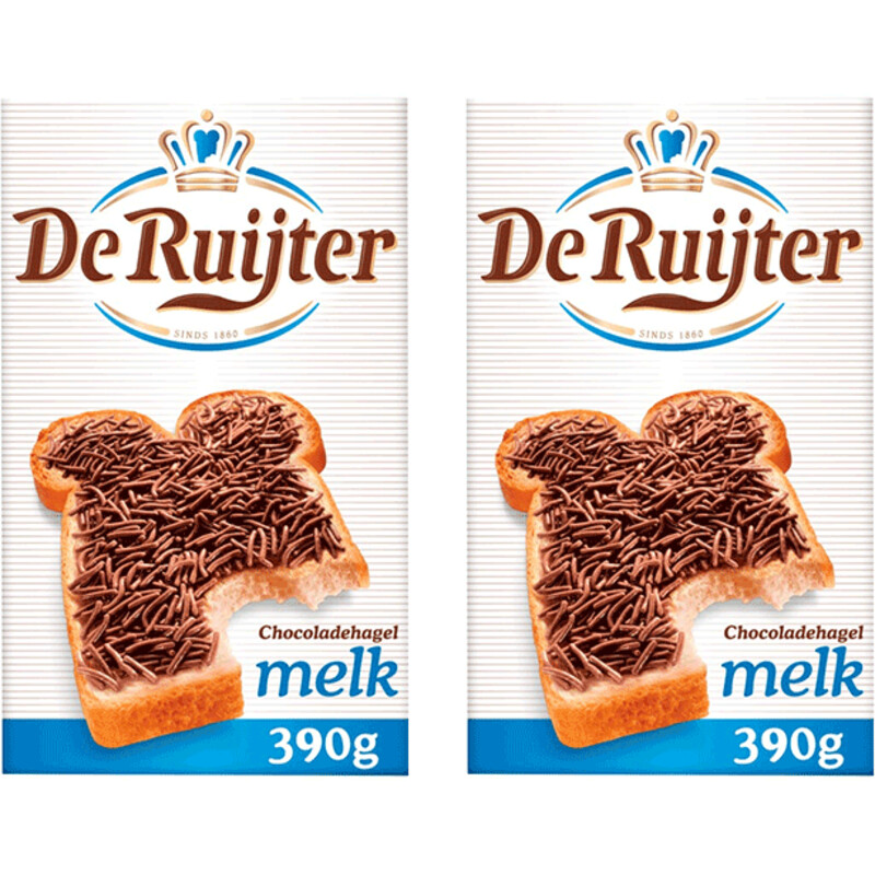 De Ruijter Chocoladehagel melk 2-pack