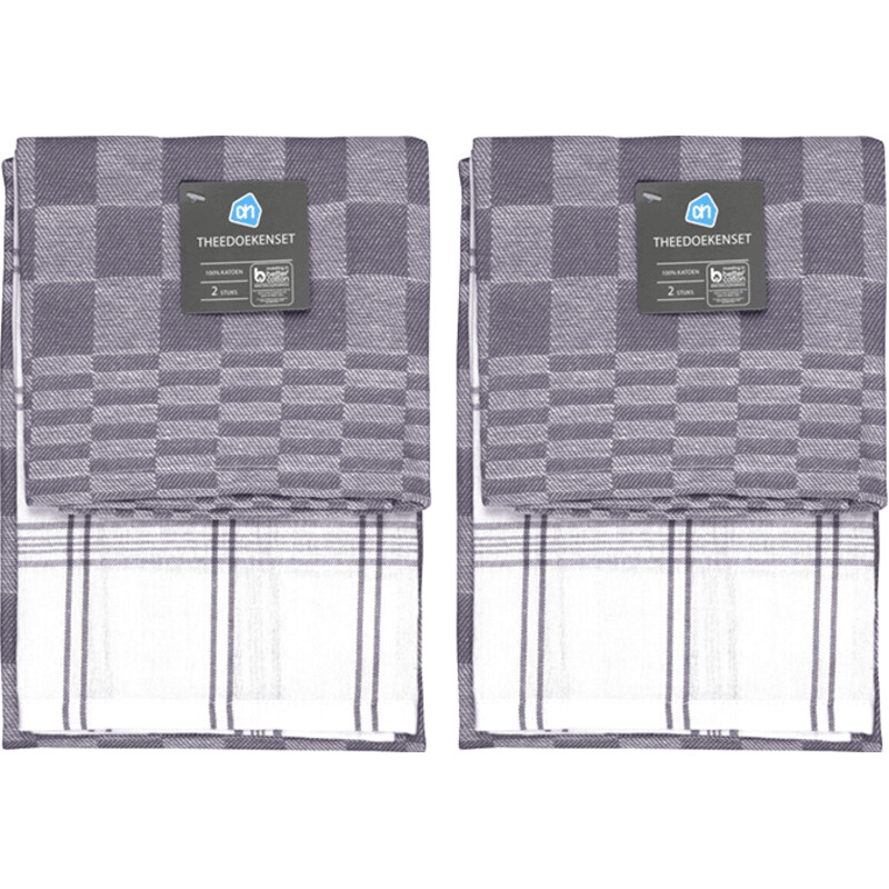 AH Theedoeken grijs 2-pack