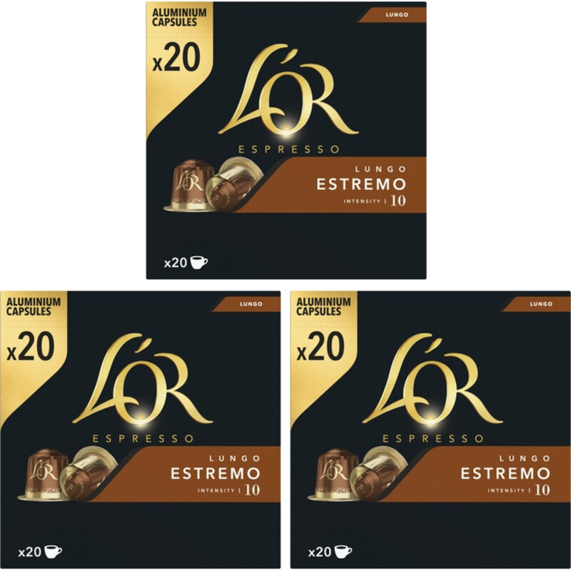L'OR Lungo Estremo koffiecups 3-pack