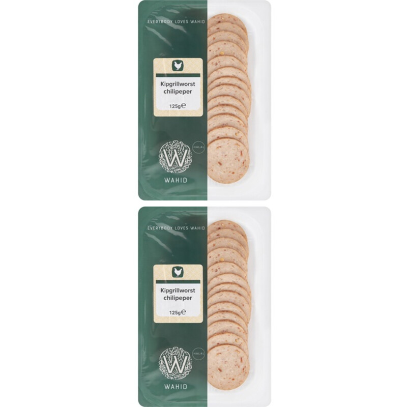 Wahid Kipgrillworst plakjes chilipeper 2-pack