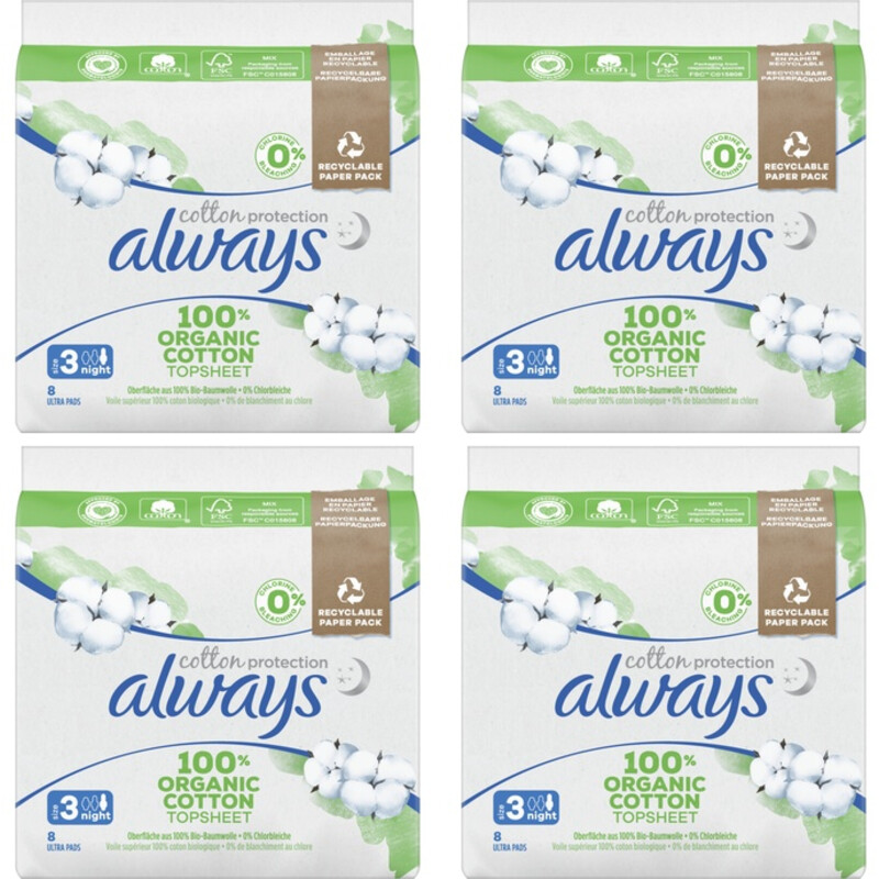 Always Maandverband Cotton Night 4-pack