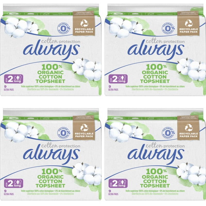 Always Maandverband Cotton Long 4-pack