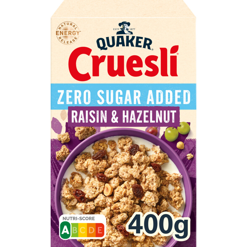 Quaker Raisin hazelnut zero sugar added