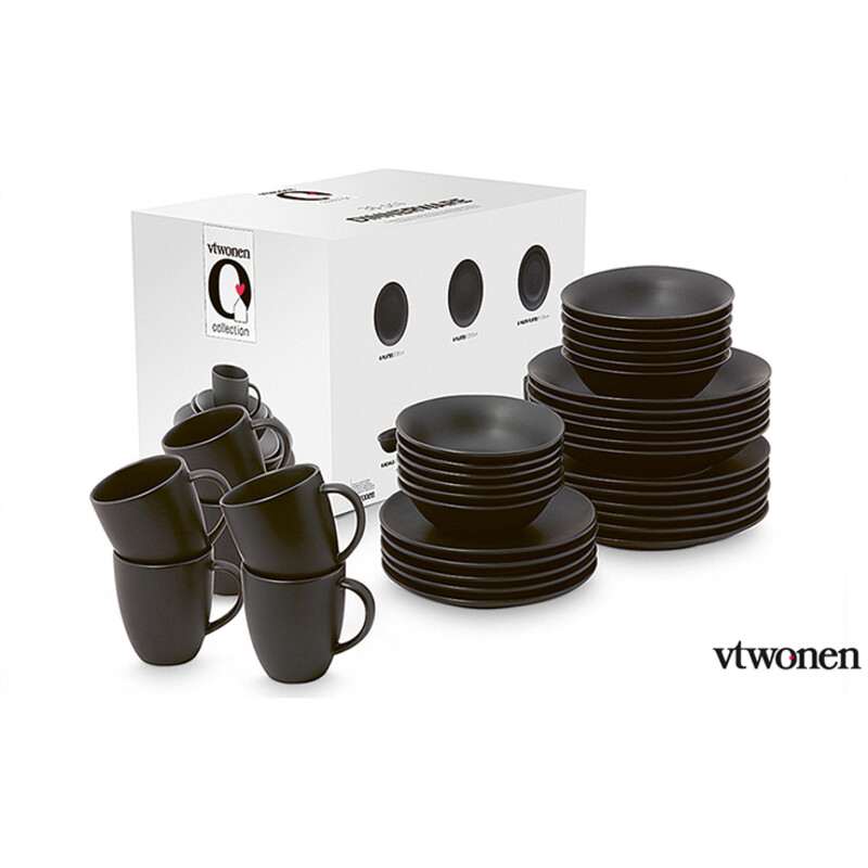 vtwonen Serviesset 36-delig matt black