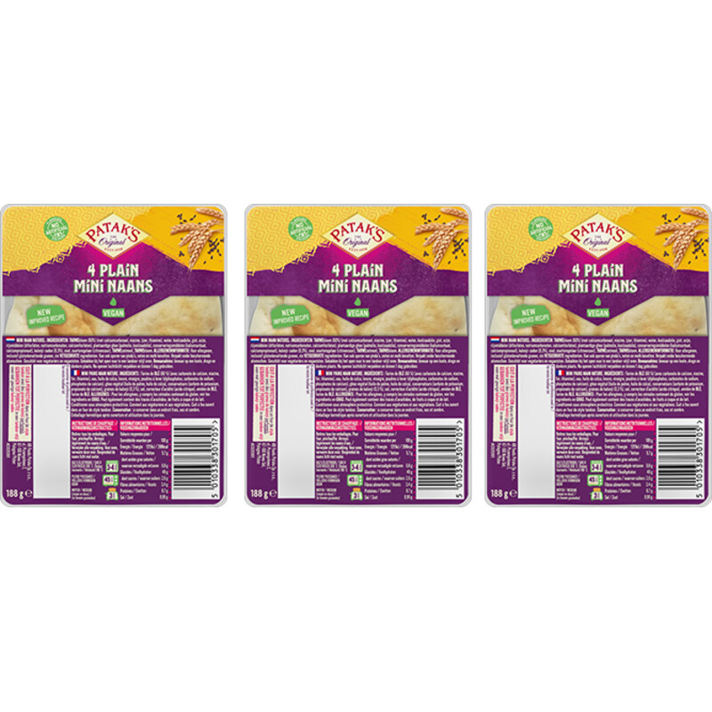 Patak's Mini naan plain 3-pack