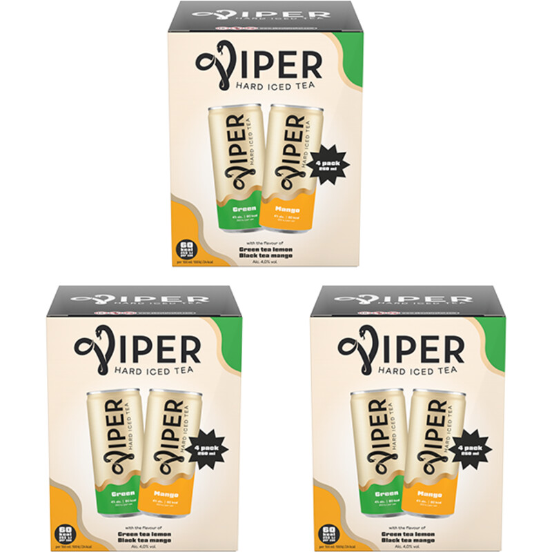 Viper Hard iced tea green & mango 3x 4-pack