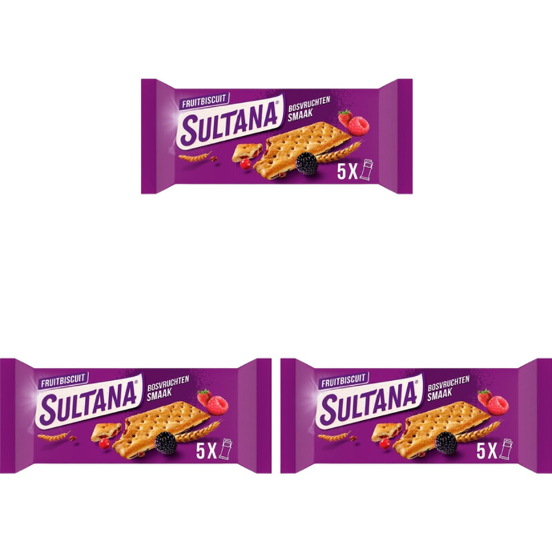 Sultana Fruitbiscuit bosvruchten 3-pack