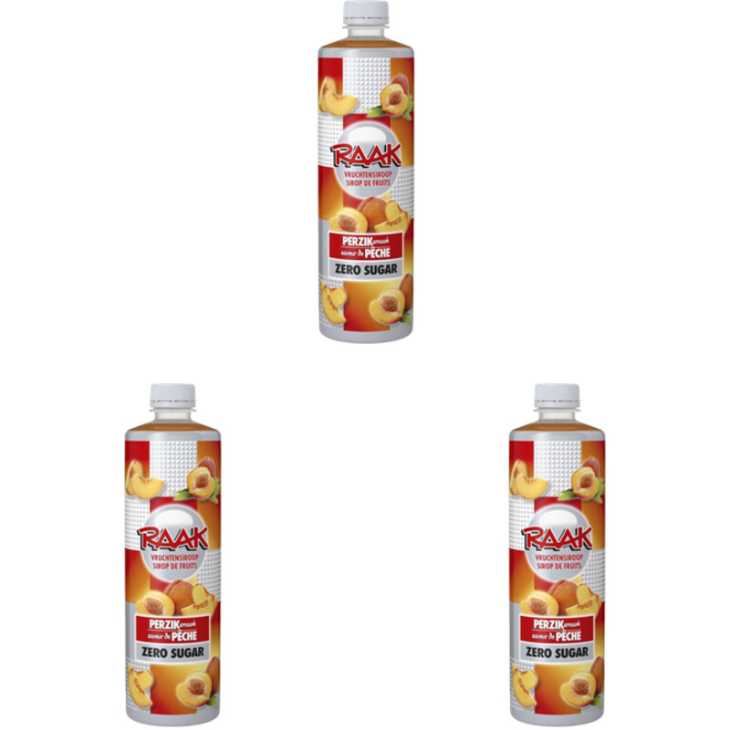 Raak Vruchtensiroop perzik zero sugar 3-pack