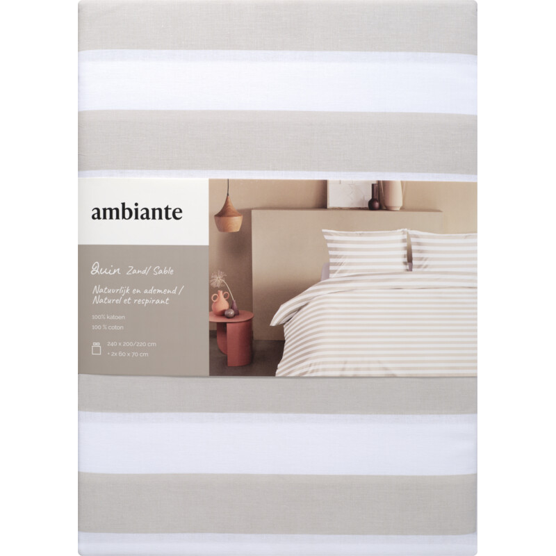 Ambiante Dekbedovertrek Quin dark sand 140x240cm