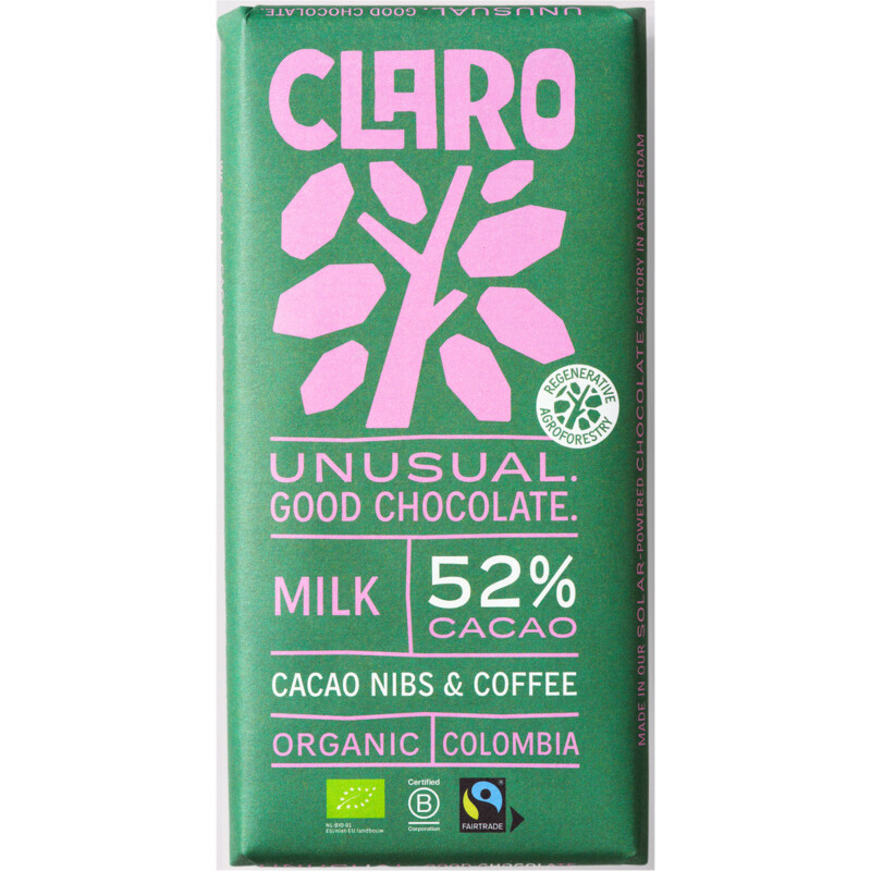 Claro Reep 52% milk cacao nibs & coffee