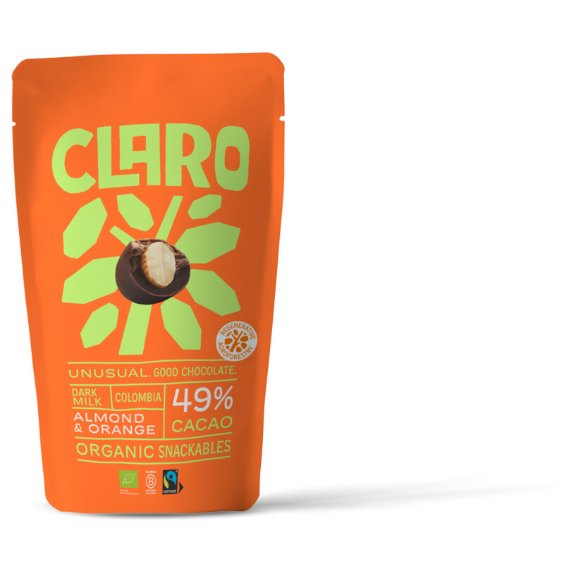 Claro Dark milk almond & orange snackables