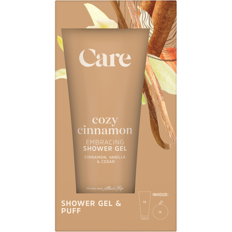 Care Cozy cinnamon shower gel & puff giftset