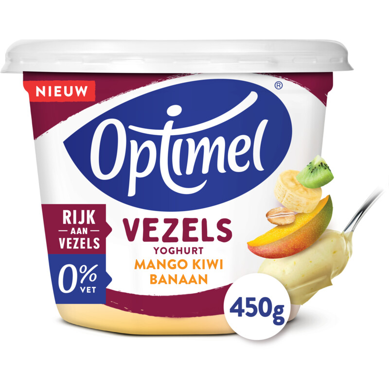 Optimel Yoghurt vezels mango kiwi banaan