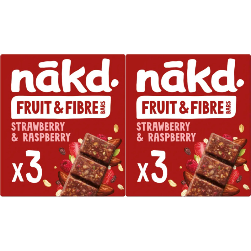 Nakd Fruit & fibre bars strawb rasp 2-pack