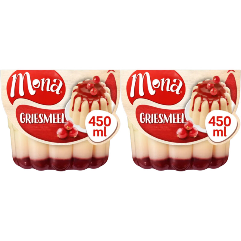 Mona Griesmeelpudding rode bessensaus 2-pack