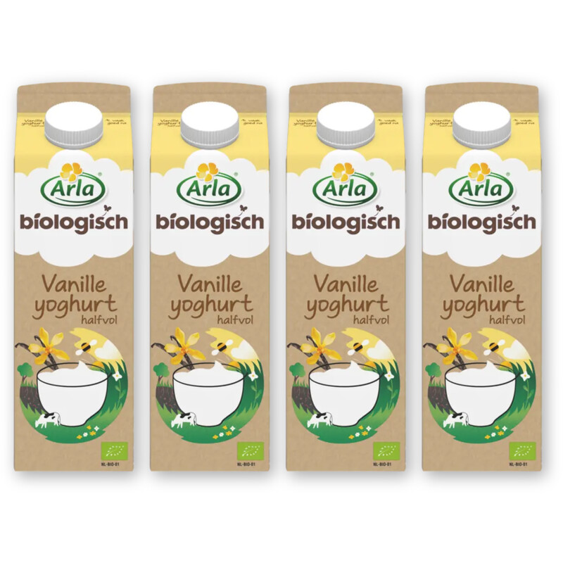 Arla Bio vanille yoghurt halfvol 4-pack