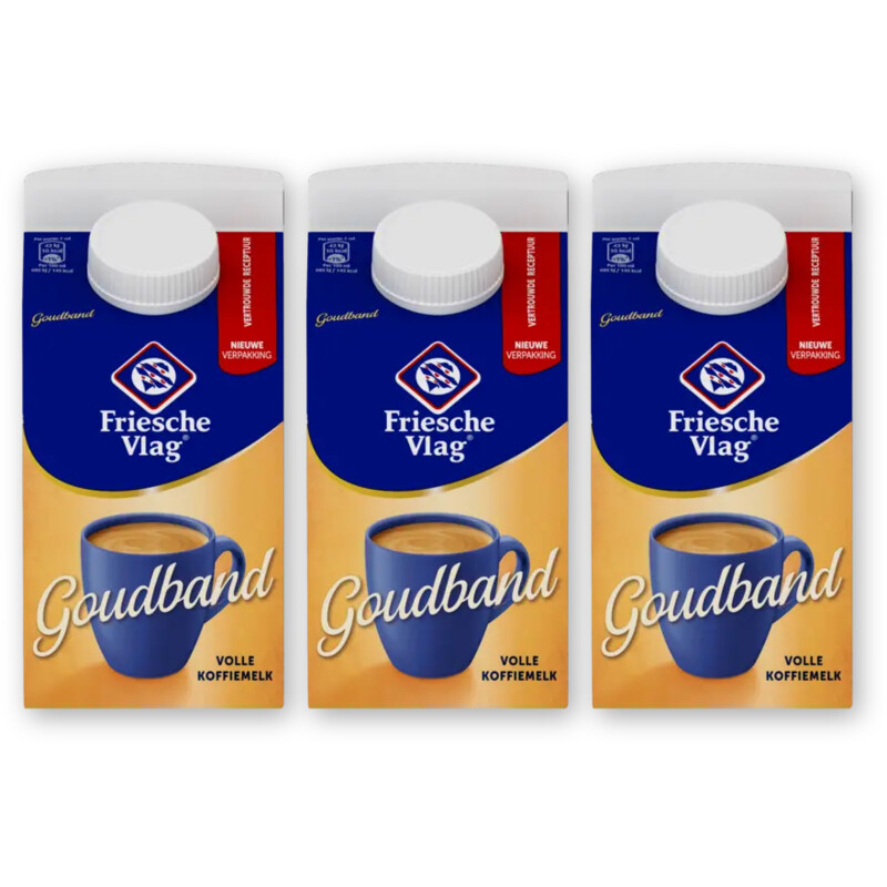 Friesche Vlag Goudband volle koffiemelk 3-pack