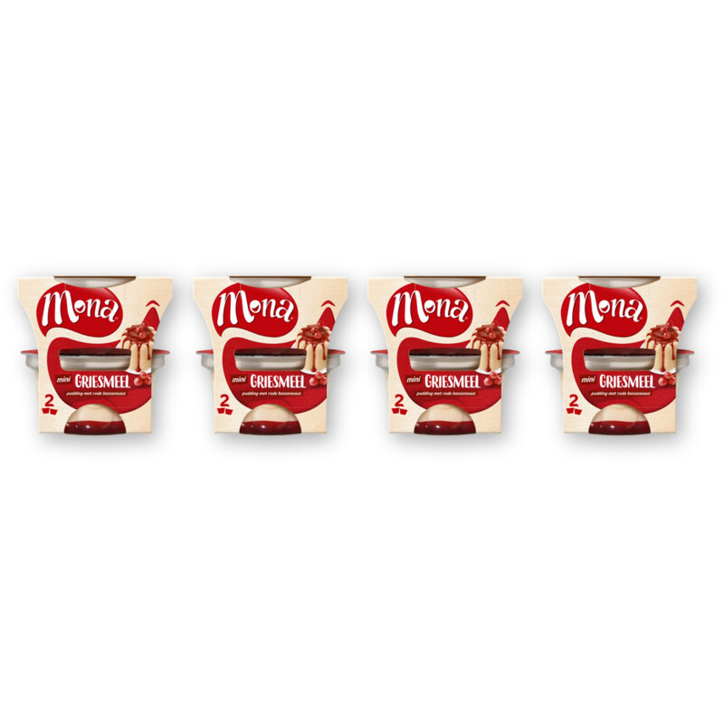 Mona Pudding griesmeel rode bessensaus 4-pack