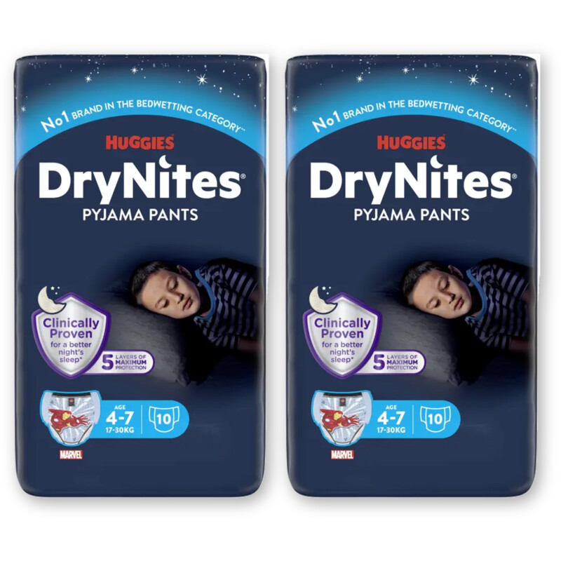 Huggies DryNites luierbroekje jongen 4-7 jr 2pck