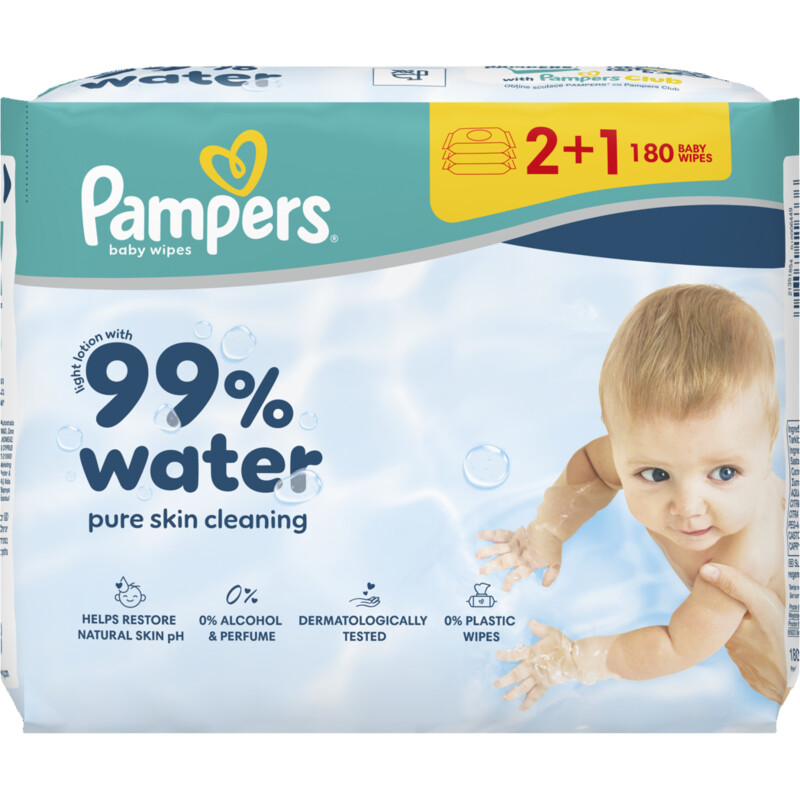 Pampers 99% water baby wipes 3-pack