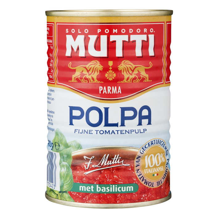 Mutti Polpa fijne tomatenpulp met basilicum