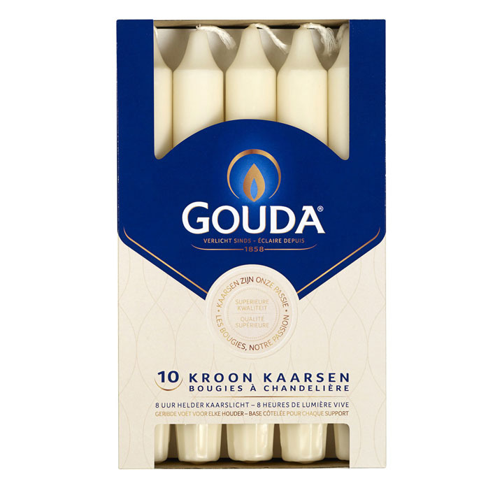 Gouda Kroonkaarsen ivoor 8 branduren