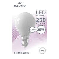 Majestic Led fil kogel mat E14 25W