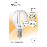 Majestic Led fil kogel helder E14 25W