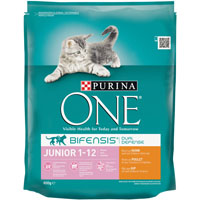 Purina ONE Junior 1-12 maanden rijk aan kip
