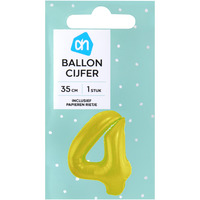 AH Folieballon nr 4 goud 36cm