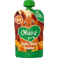 Olvarit Knijpfruit apple, peach, pumpkin 6m+