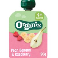 Organix Knijpfruit peer, banaan & framboos 4m+