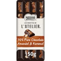 L'Atelier 70% Pure chocoladereep amandel & karamel