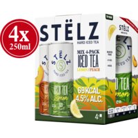 Stëlz Hard iced tea lemon peach mix 4-pack