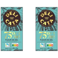 Delicata Reep puur fleur de sel 75% cacao 2-pack