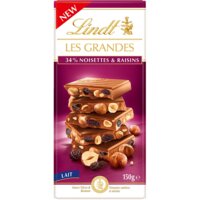 Lindt Les grandes 34% noisettes & raisins