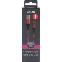 Grixx Gevlochten usb-c kabel zwart 1meter