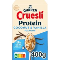 Quaker Cruesli protein coconut & vanilla smaak