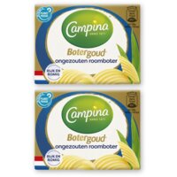 Campina Botergoud ongezouten roomboter 2-pack