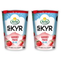 Arla Skyr aardbei yoghurt 0% vet 2-pack